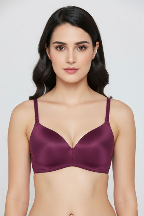 Zivame At Work Padded Non Wired 3/4Th Coverage T-Shirt Bra - Plum Caspia — image 2